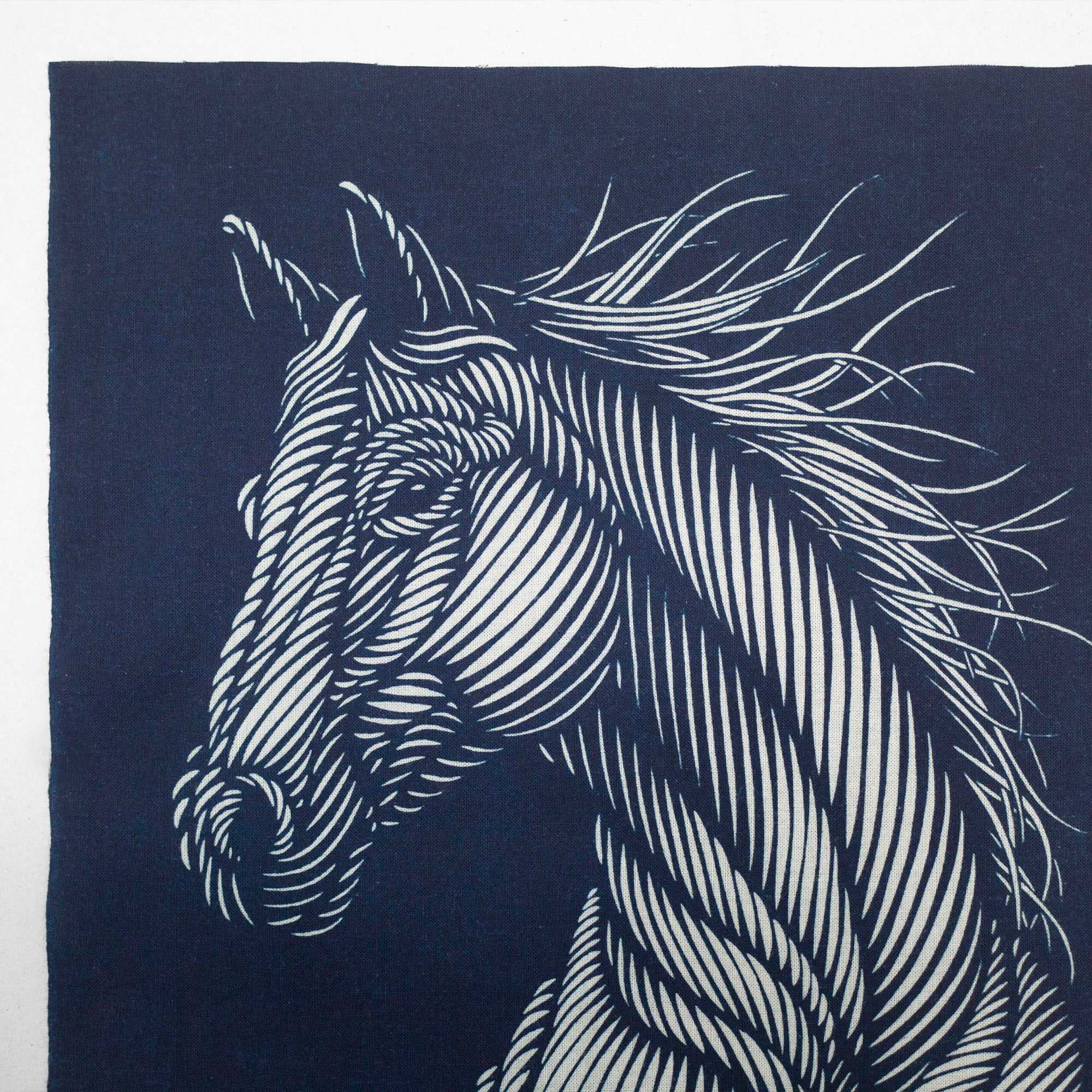 Tenugui "Rope Pattern Stencil-Dyed Horse"