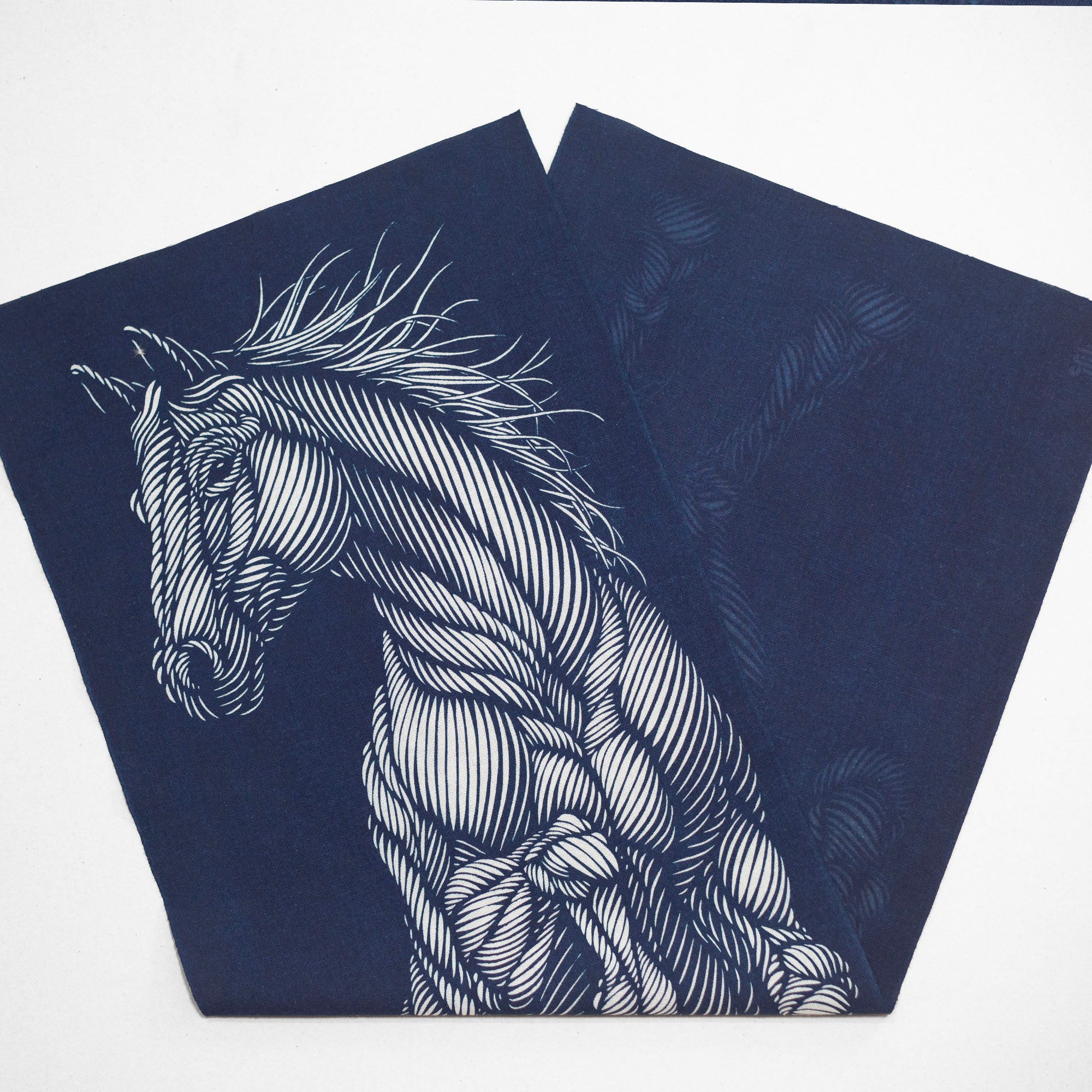 Tenugui "Rope Pattern Stencil-Dyed Horse"